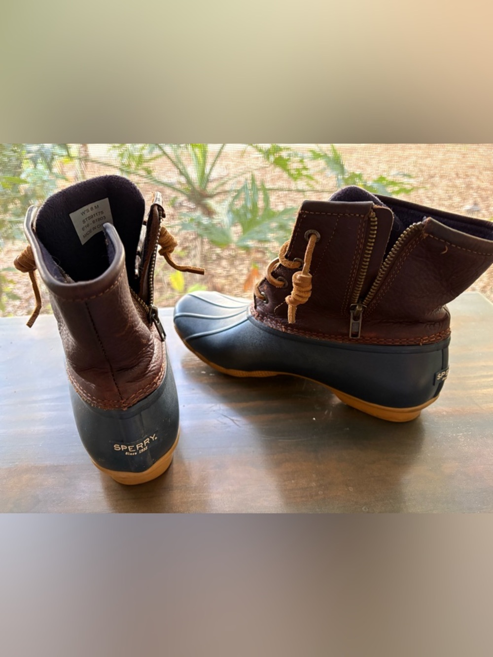 Sperry Saltwater 4-eye Duck Boots •waterproof •navy and brown •size 8 - Picture 9 of 16